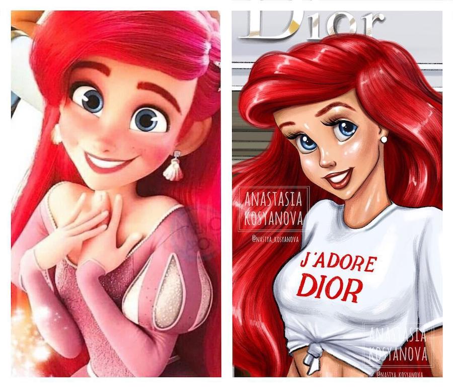 Ariel | Fashion Illustrator hace que los personajes de dibujos animados sean elegantes y modernos