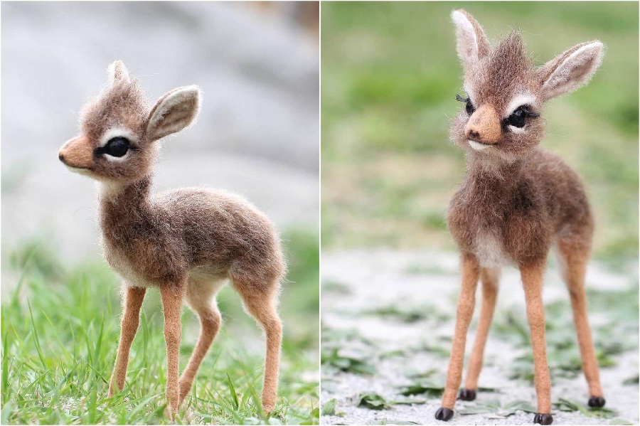 Bebés de antílope enano |: Animales de fieltro súper realistas y extra lindos del artista ruso. bayas de cerebro