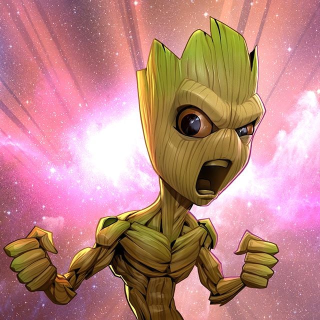 GROOT |: 23 héroes de Marvel reinventados por Xi Ding |: bayas de cerebro
