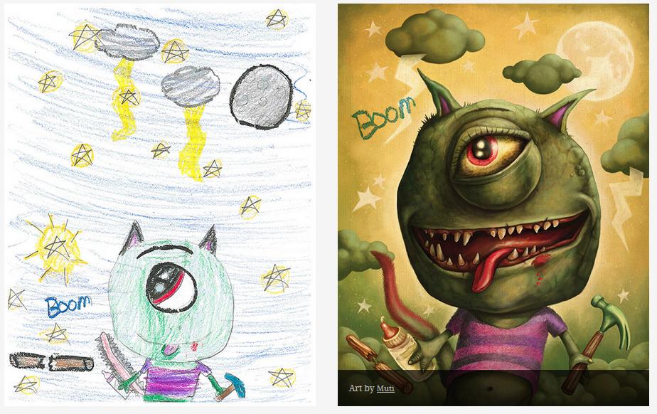 Infantil-monstruas-doodles-giratorios-ilustraciones -28